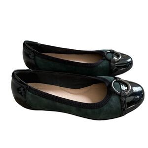 Clarks Gracelin Ballet Flats 7 EU 37.5 Dark Green Suede Leather Comfort